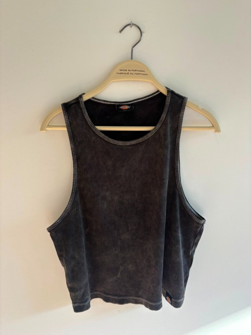 Dickies Washed Black Ribbed Tank Top – Acid Wash – Size M